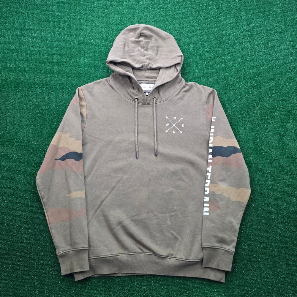Indian Terrain Hoodie Sweatshirt Mens Large Brown Camo Sleeve Pullover Casual